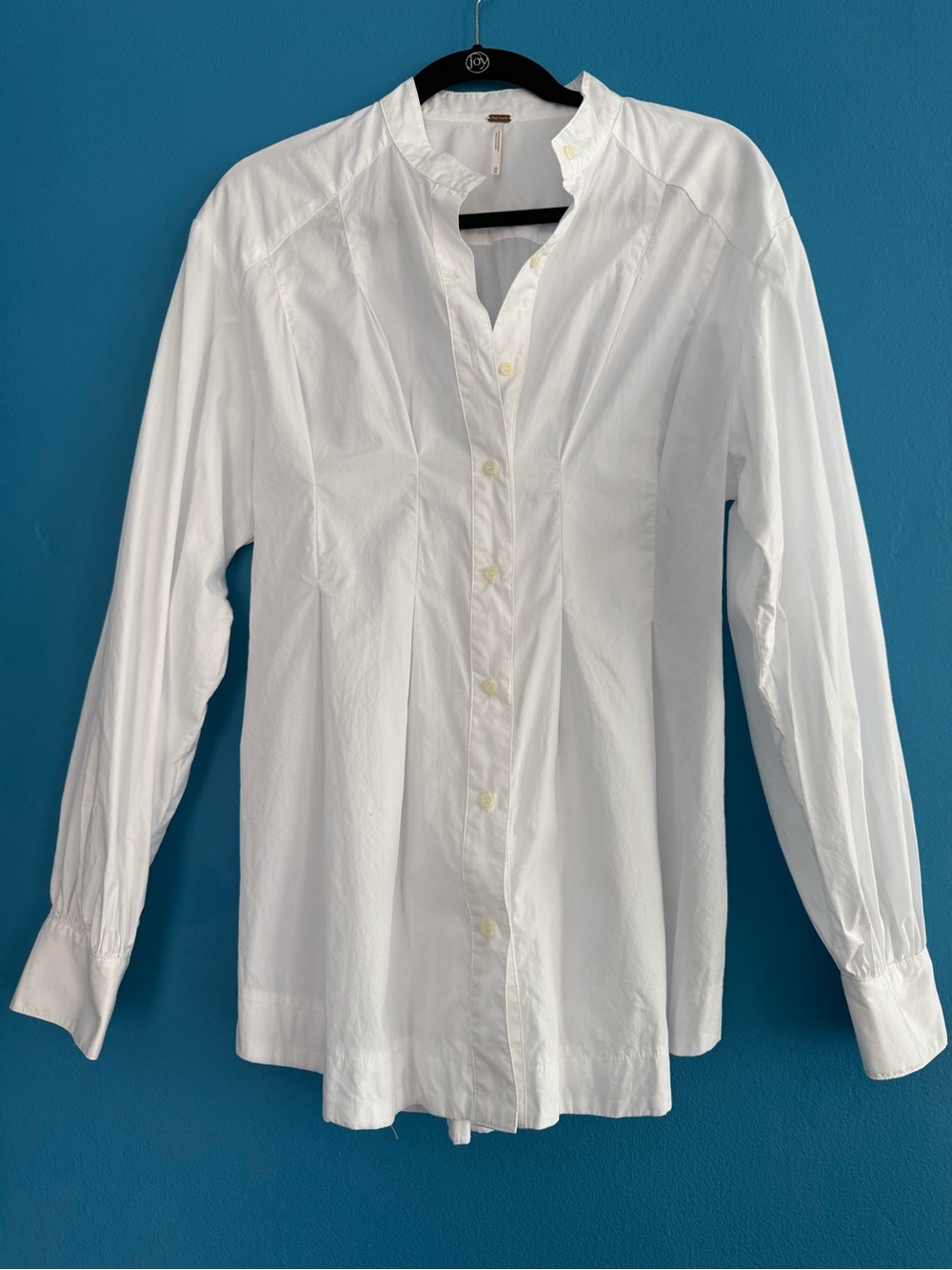 Free People White Pintuck Puff Sleeve Poet Blouse M